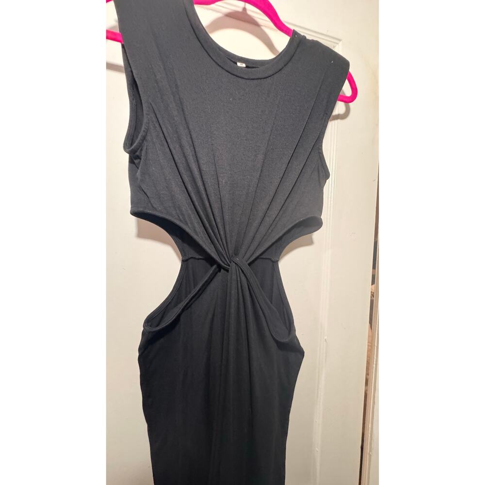 Women's Black Sleeveless Cutout Waist Solid maxi dress Size M